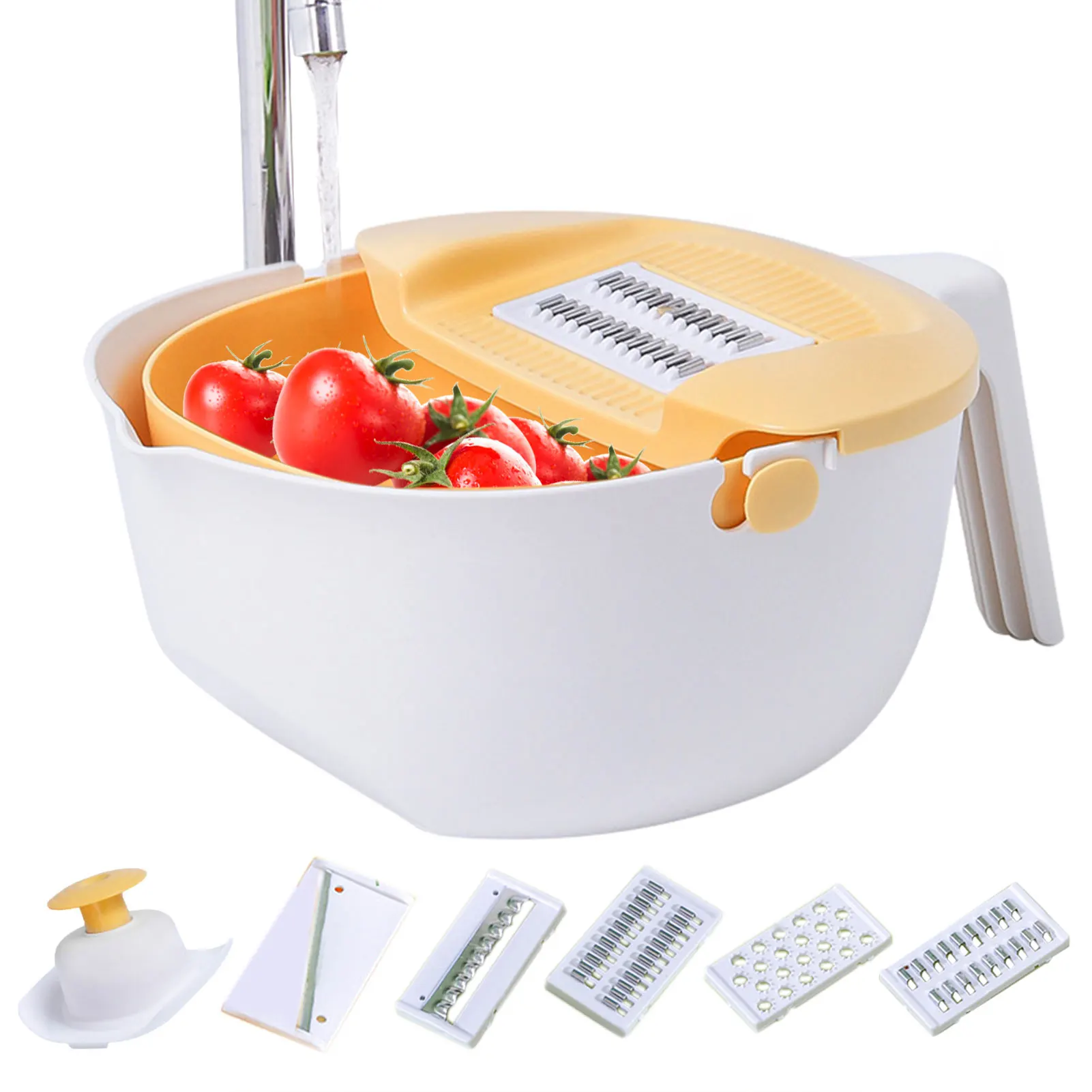 

5 In 1 Vegetable Chopper Kitchen Vegetable Cutter With Strainer Colander Bowl Holder Slicer Cheese Grater For Fruits And