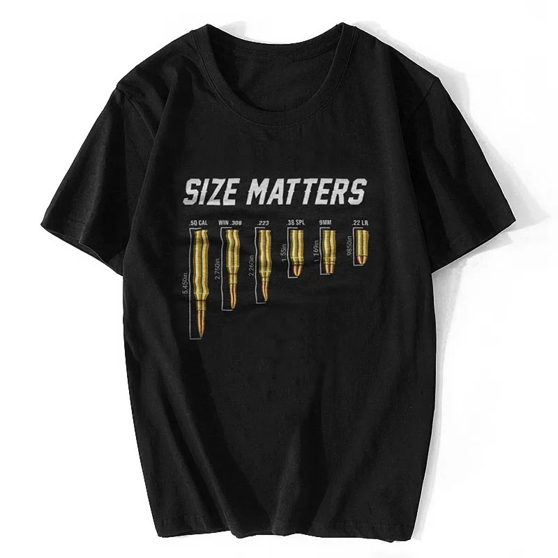 Купи Size Matters Bullet Printed T-Shirt. Summer Cotton O-Neck Short Sleeve Men T Shirt New Oversized Streetwear за 334 рублей в магазине AliExpress