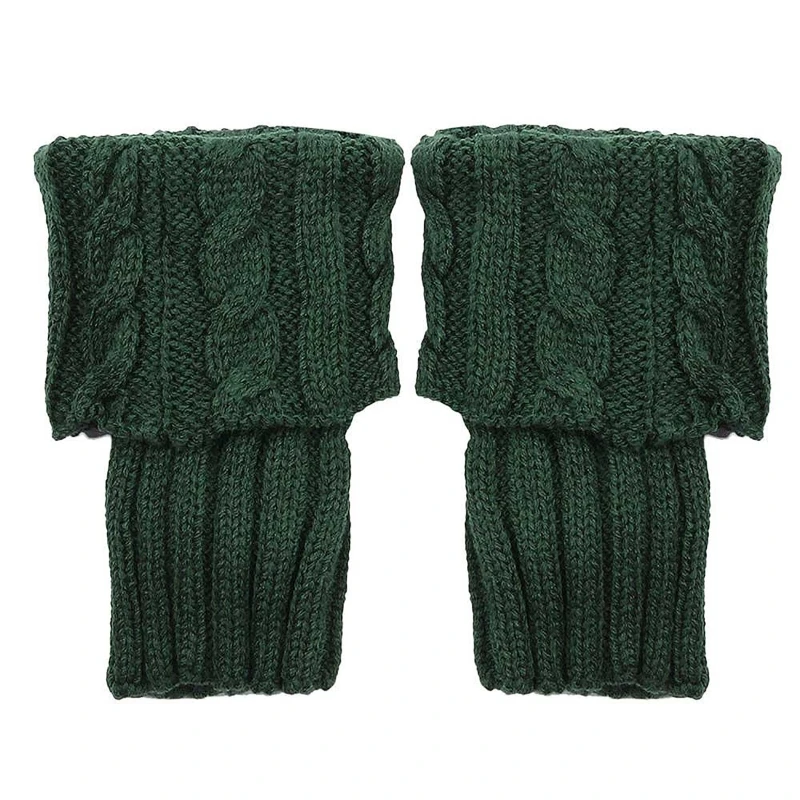 Женские зимние теплые вязаные гетры с поворотными манжетами милые плюшевые