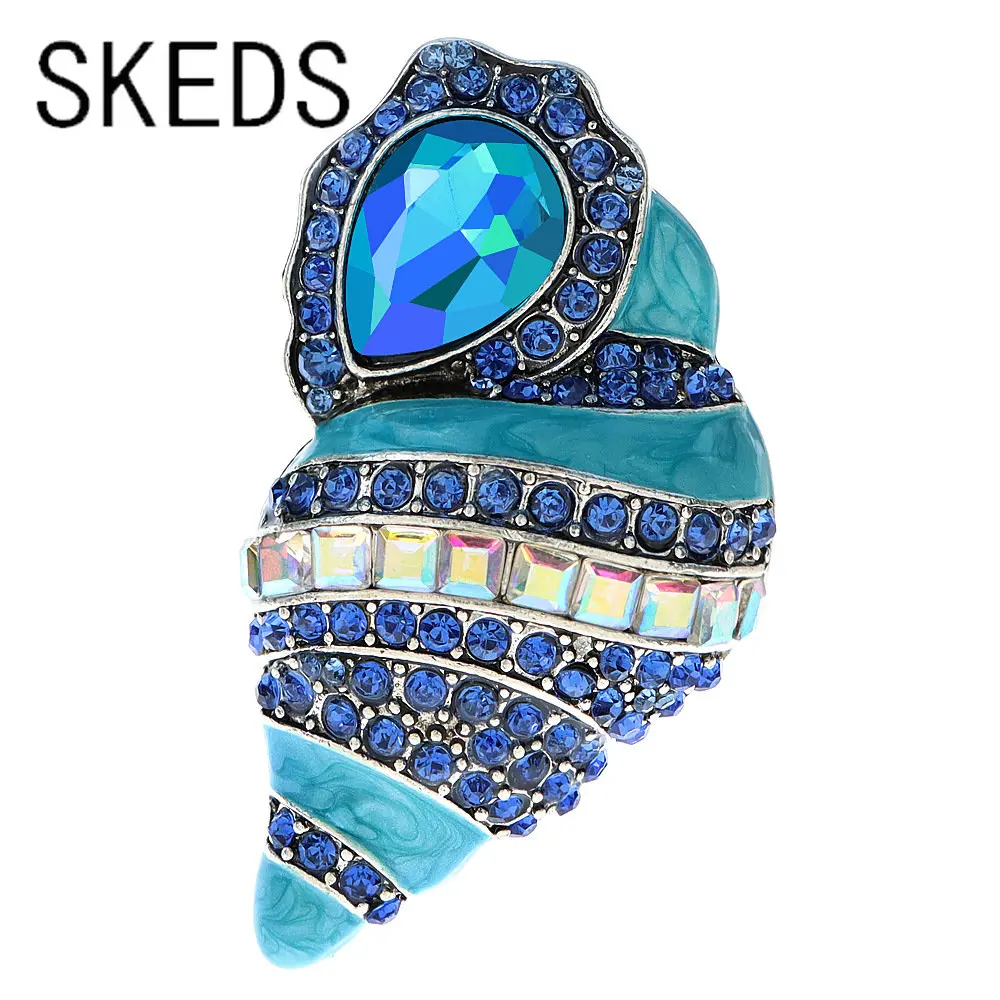 

SKEDS New Creative Conch Exquistie Rhinestone Pins For Women Men Fashion Halobios Design Enamel Brooches Unisex Suit Coat Badges