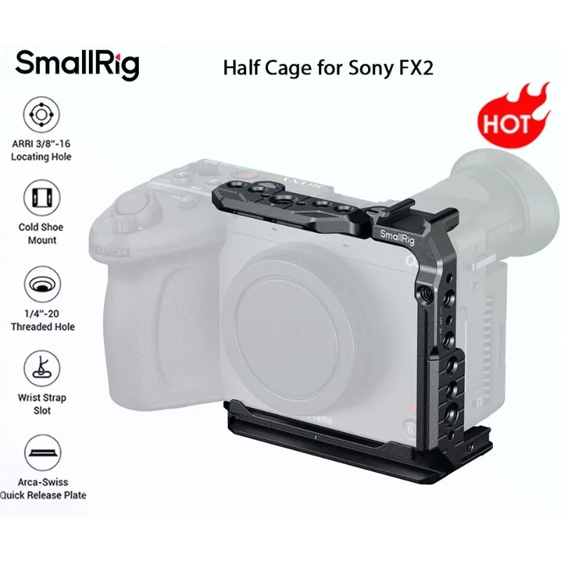 Фото Крепление SmallRig 5591 FX2 Half Cage для Sony FX2 с верхней пластиной, креплением HawkLock, рельсами NATO и быстросъемной пластиной Arca-Swiss для штатива и стабилизатора DJI №2