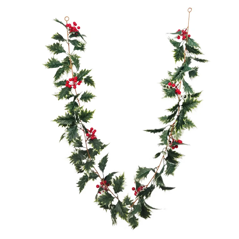 

Home Decor Artificial Flowers 175cm Red Berry Rattan Fake Plant Leave Hanging Ornaments Christmas Holiday Living Room Decoration
