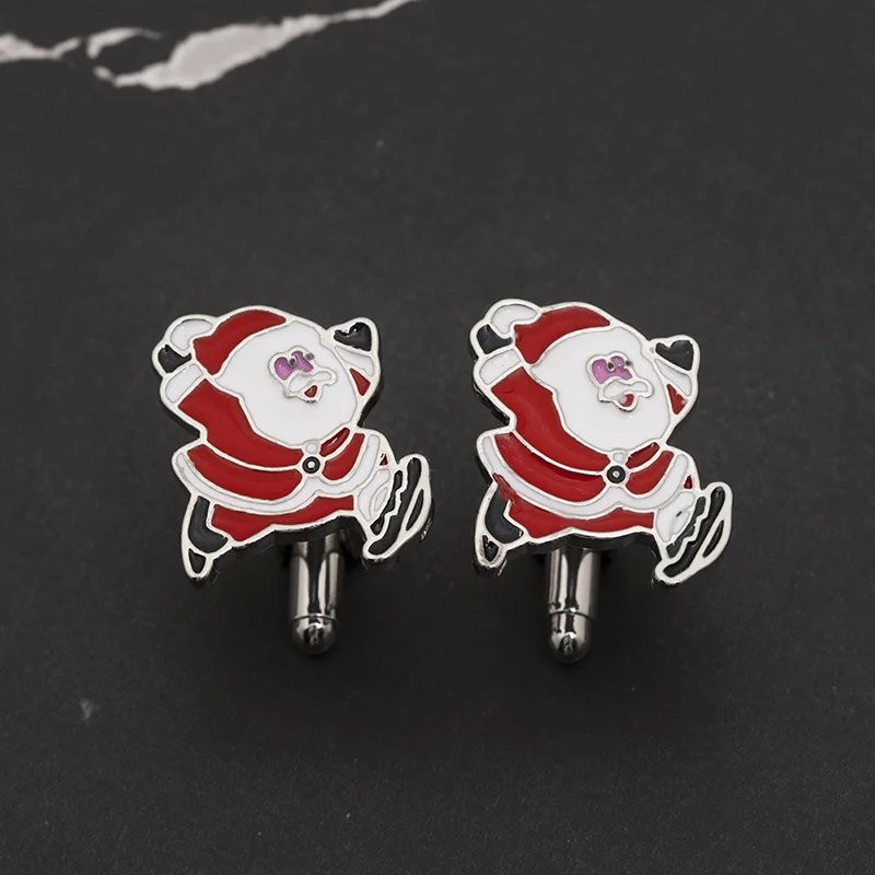 

1.8*2.3cm Father Christmas Red Cufflinks Personalised Man Wedding Souvenirs For Luxury Brand Jewelry Lawyer Fathers Day
