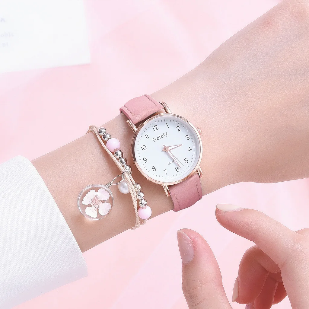 

Frauen Quarzuhr Armband Set Mädchen Geschenk Mode Uhr Student Trendy mit Armband für Frauen