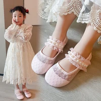 princess shoes 2022 children summer new girls lace pearls performance ballet flats kids fashion soft shallow mary jane for party