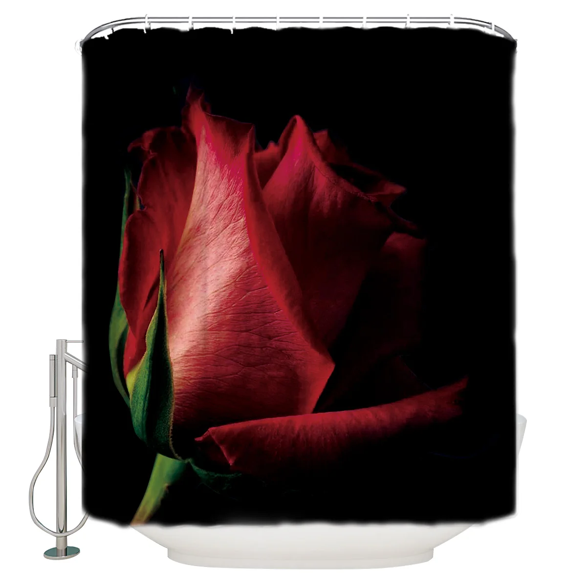 

Яркая занавеска для душа, декоративная Водонепроницаемая шторка для ванной комнаты, в современном стиле, красная роза