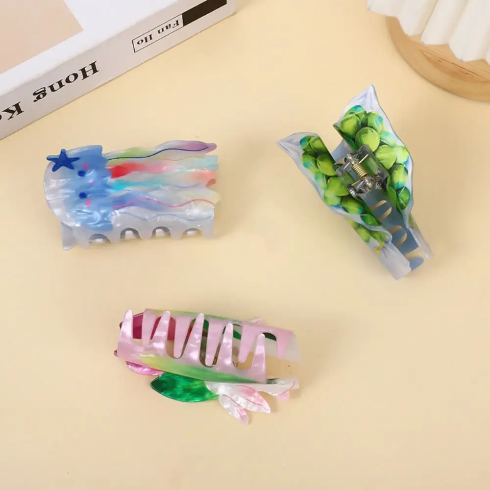 

Acrylic Double-sided Printed Hair Claw Simple Irregular Geometry Hair Clip Colorful Lady