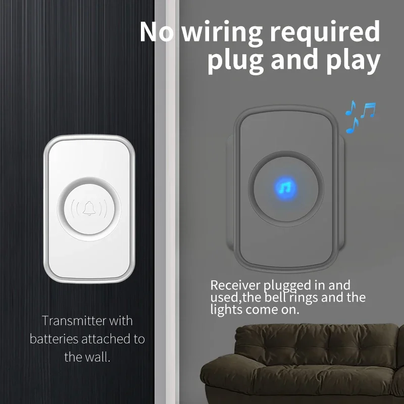 Набор беспроводных дверных звонков CACAZI для умного дома водонепроницаемая умная