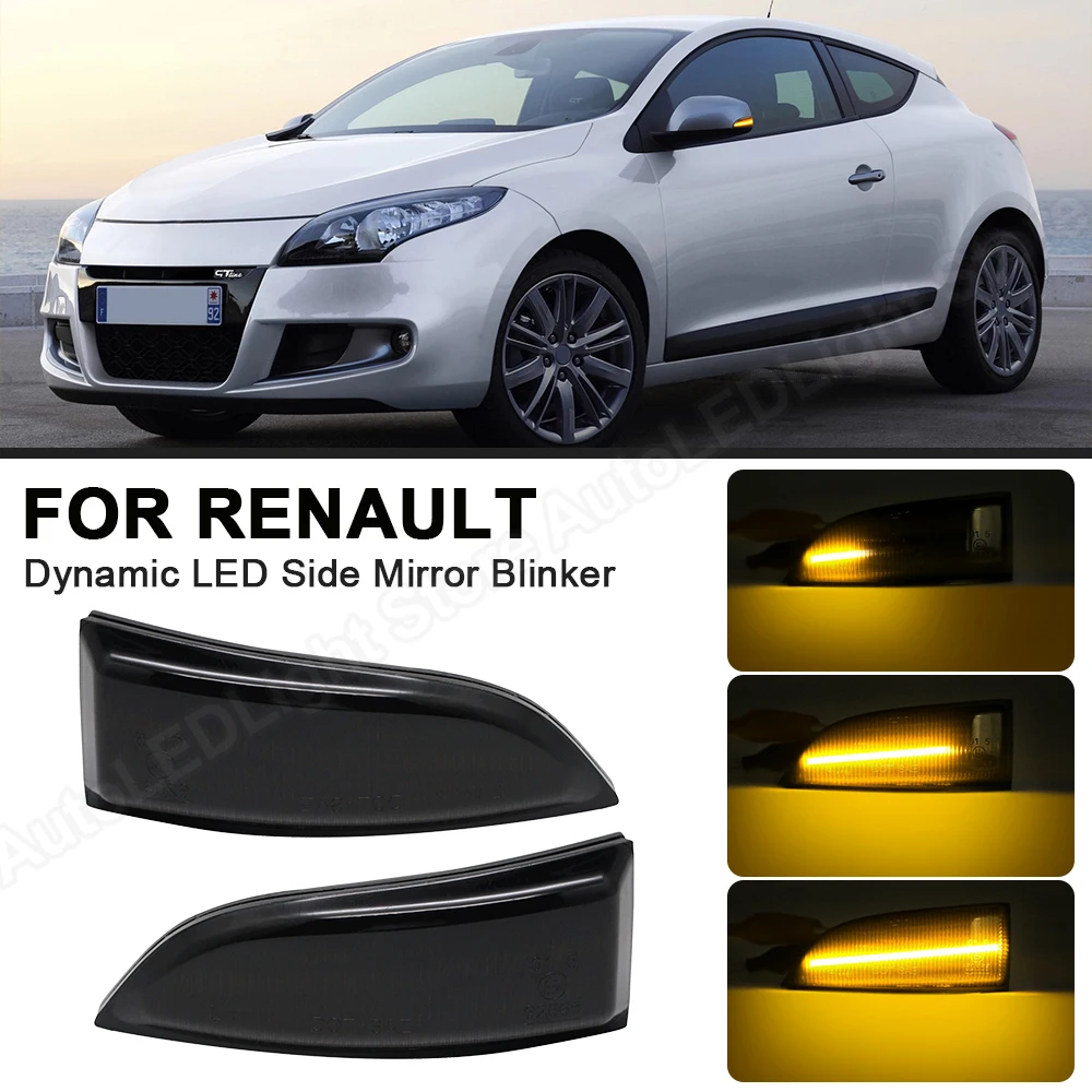 

For Renault Scenic Laguna 3 Megane MK3 Fluence Latitude Safrane Samsung SM5 Side Mirror Blinker Dynamic Lamps 2PCS Turn Signal