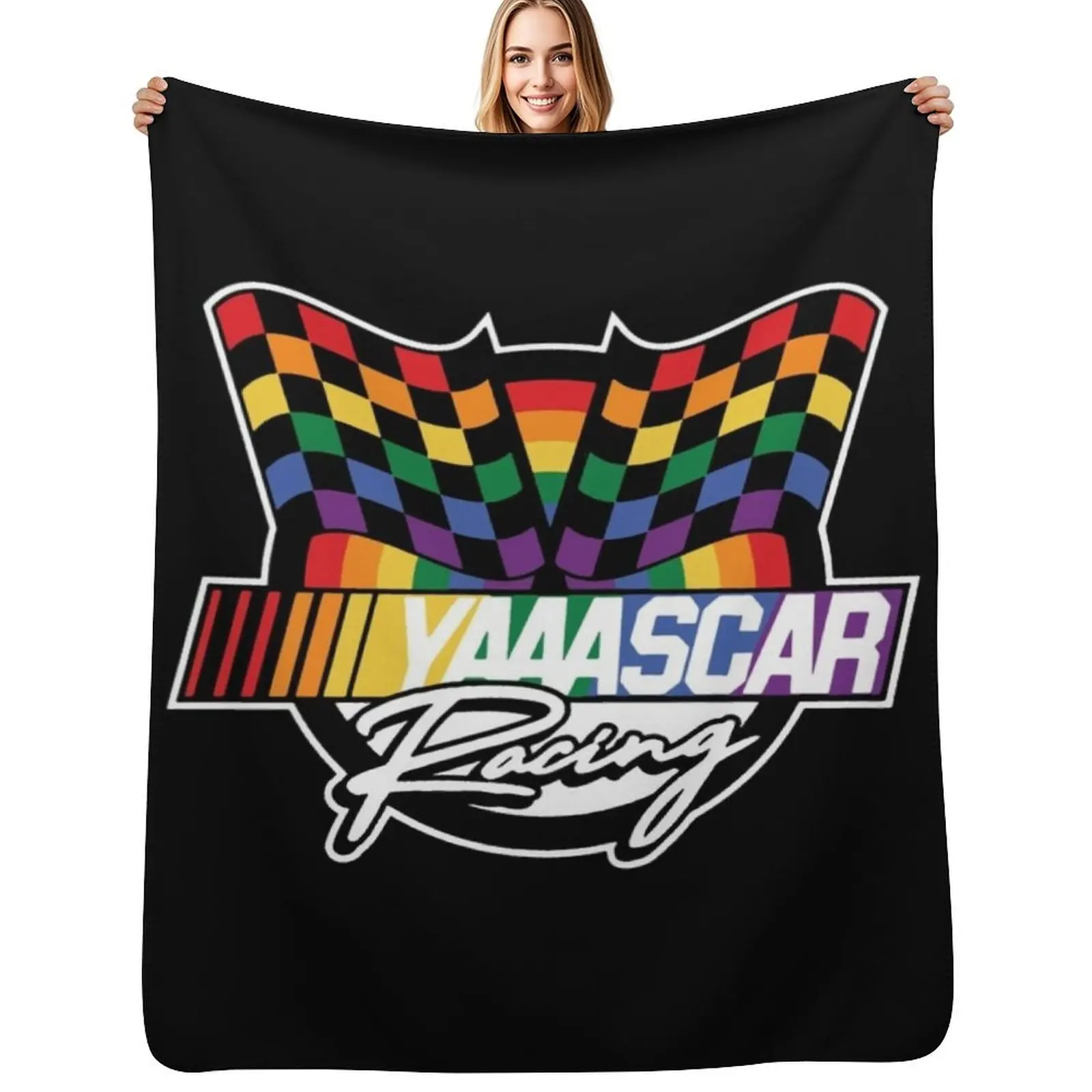 Фото Плед с клетчатым флагом NASCAR YAAASCAR, уютный домашний плед, подарок на Рождество и праздники №1