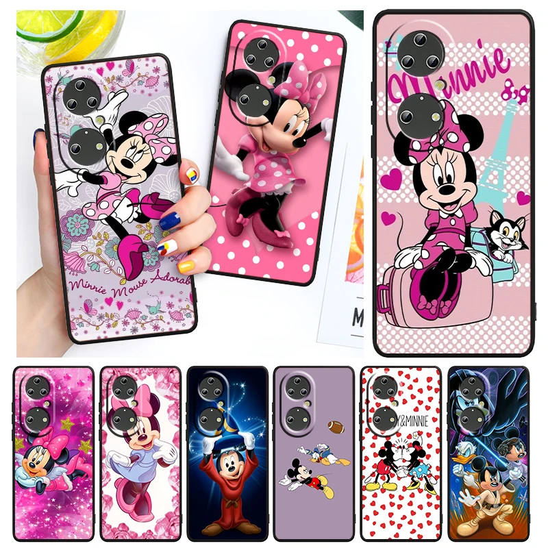 

Cute Mickey Mickey Mouse Phone Case For Huawei P50 P40 P30 P20 Lite 5G Nova Y70 Plus 9 SE Pro 5T Y9S Y9 Prime Y6 Black Funda