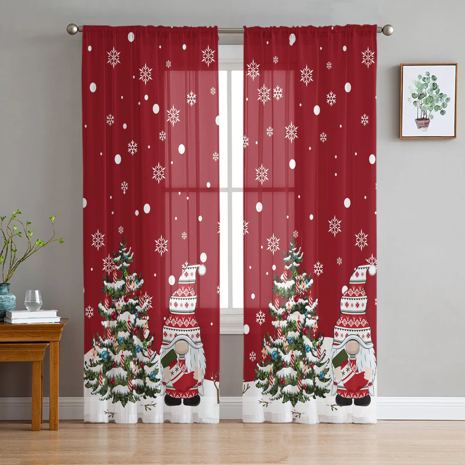

Рождественская елка гном Снежинка прозрачная занавеска s для гостиной Роскошная спальня шифоновая оконная занавеска тюль для отеля занавески