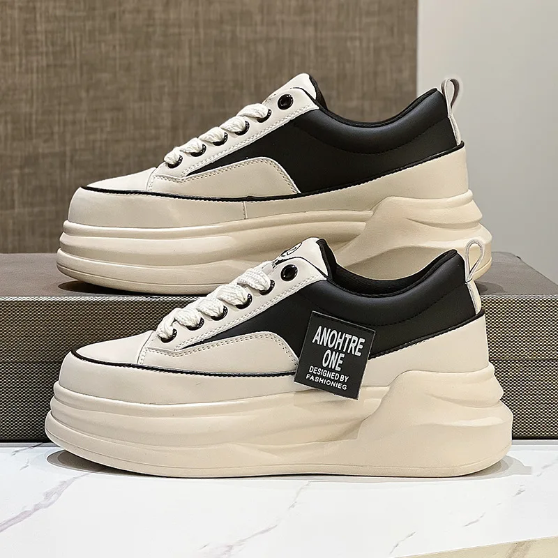 Autuspin Fashion Platform Skateboard Shoes Women Autumn New Arrival Genuine Leather Lace-up Casual Vulcanized Sneakers Woman