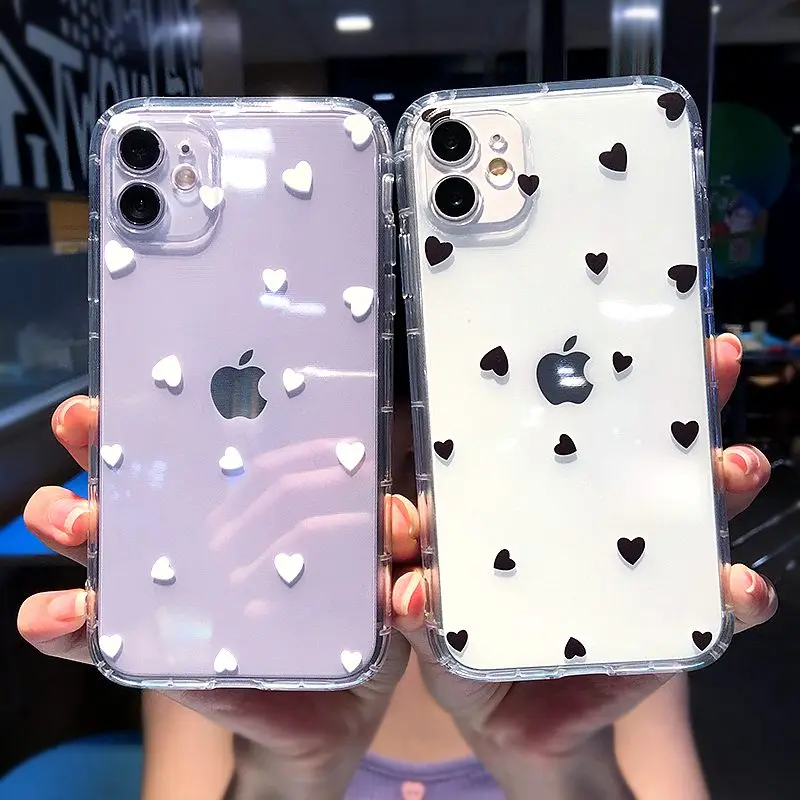 

Love Heart Transparent Phone Case For iPhone 11 12 13 Pro Max 7 8 Plus XR X XS MAX SE 2020 Luxury Protective Cases Cover
