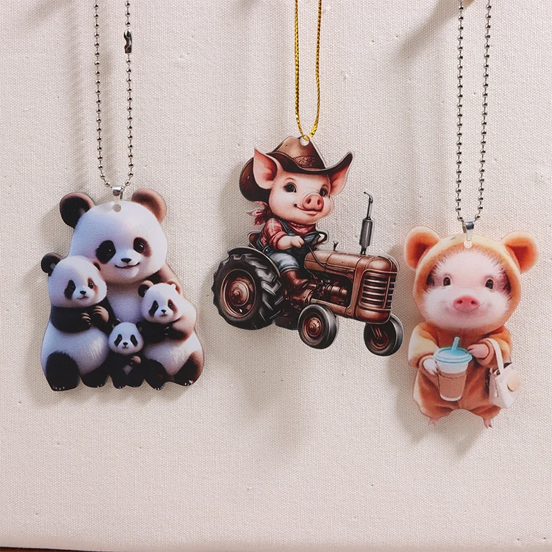 Мультяшные украшения в виде Свинки панды 2D животные акриловый автомобильный