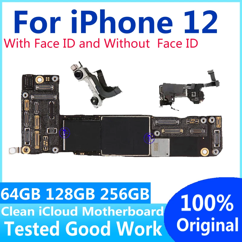 

100%Original Motherboard For iPhone 12 Main board With/NO Face ID Unlocked Logic Board With Full Chips Support iphone12 tested
