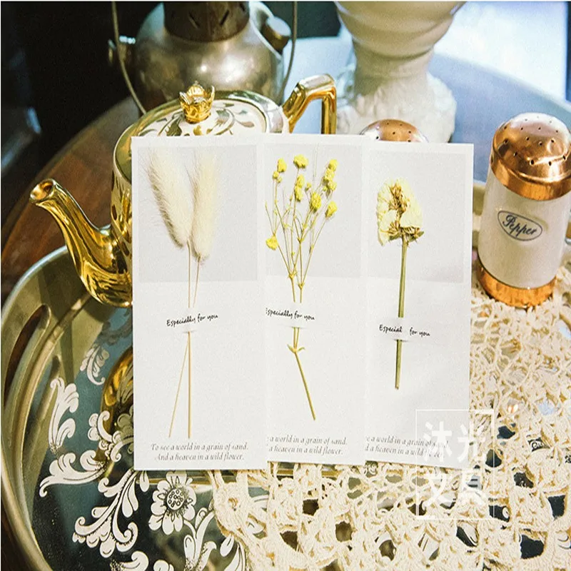 

5pcs/lot Thanksgiving dried flower decoration greeting card invitation gift baking bouquet card