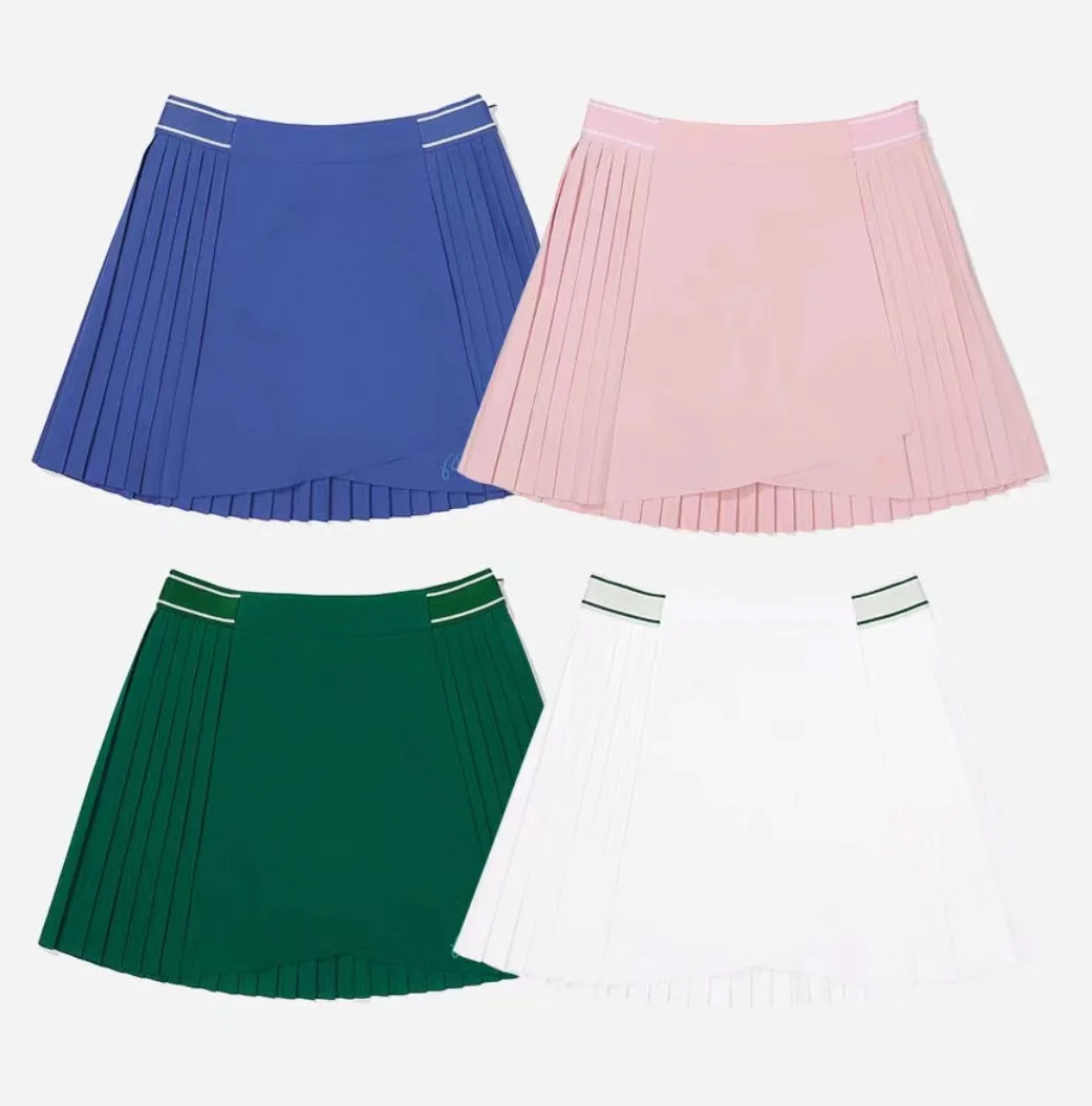 

Women's Golf Apparel Korean 23 Womne's Summer Fashion High Waist Skirt Ruffles Sport Solid Half Short Dress