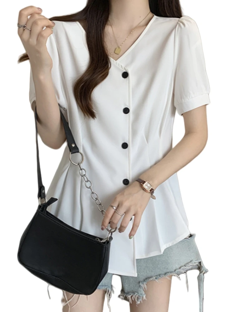 Advanced Design Sense Базовые рубашки с короткими рукавами и v-образным вырезом женские