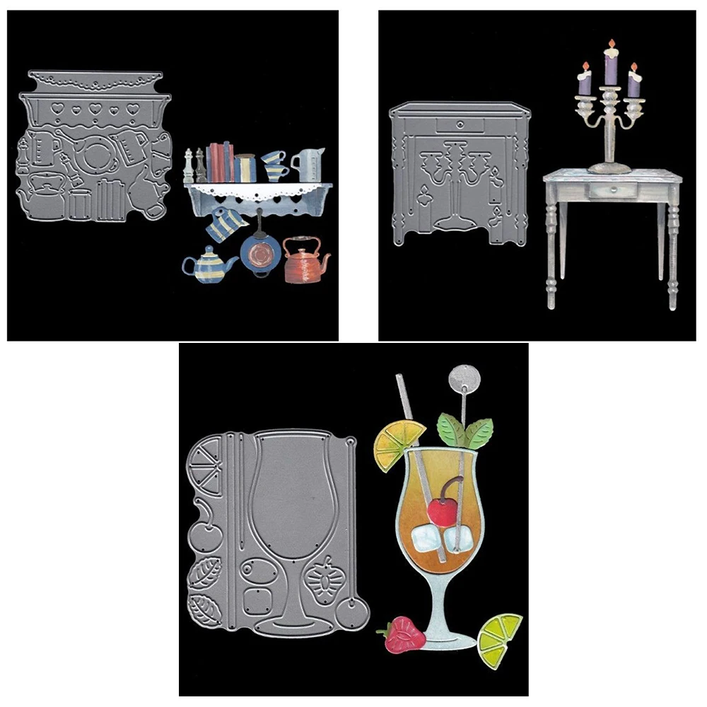 

Candle Holder Dining Table Beverage Metal Cutting Stencil Template Scrapbook Album Cardstock Embossing Craft DIY Stencil
