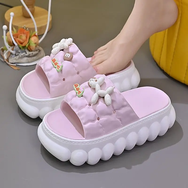 green puppy high platform slipper women's shoes 2023 slide sandals trends pink slippers woman indoor house shoes dog slippers