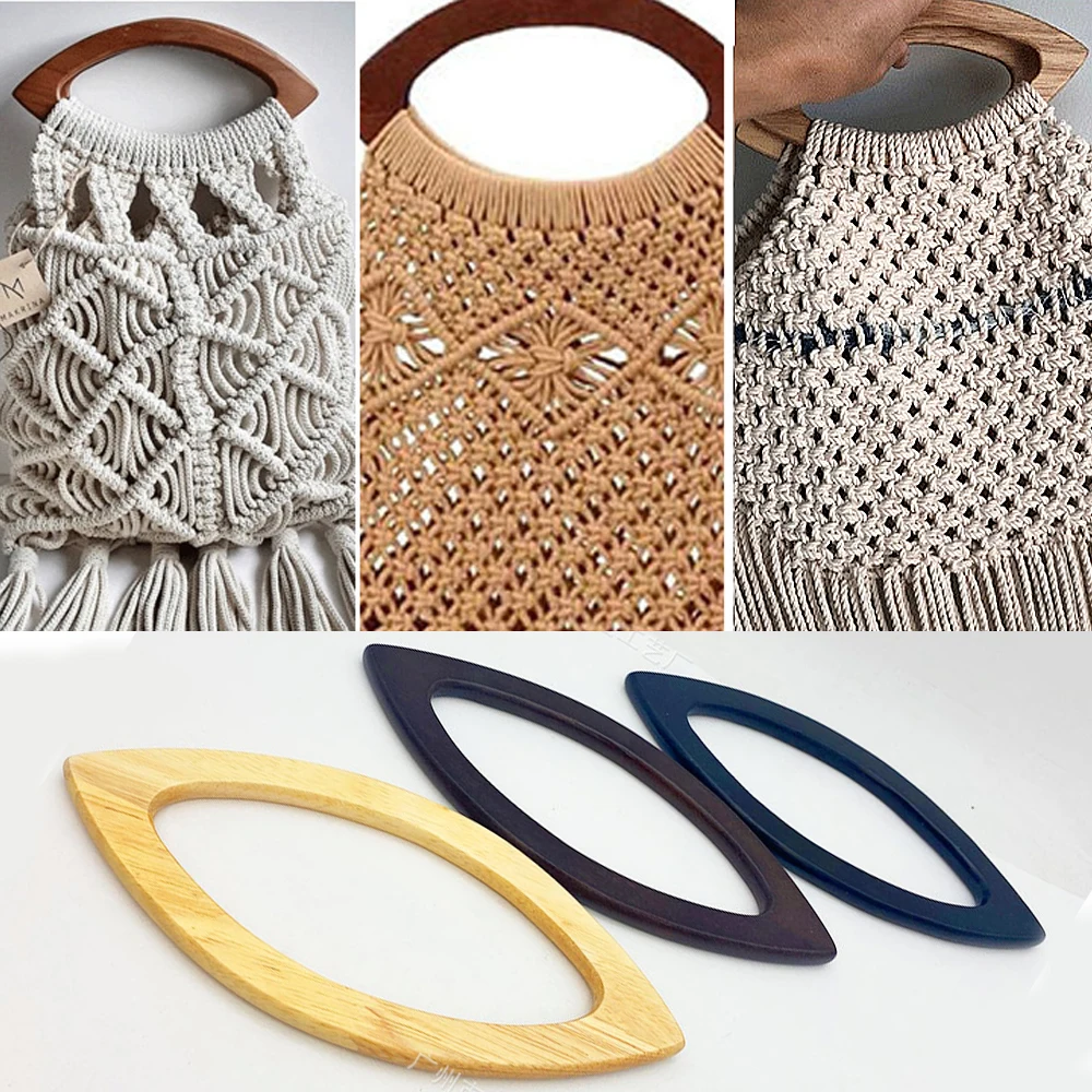 

Solid Wood Bag Handle Luggage Accessories Replacement DIY Tote Bag Handle For Sewing Crochet Bag Wallet Woven Bag Accessories
