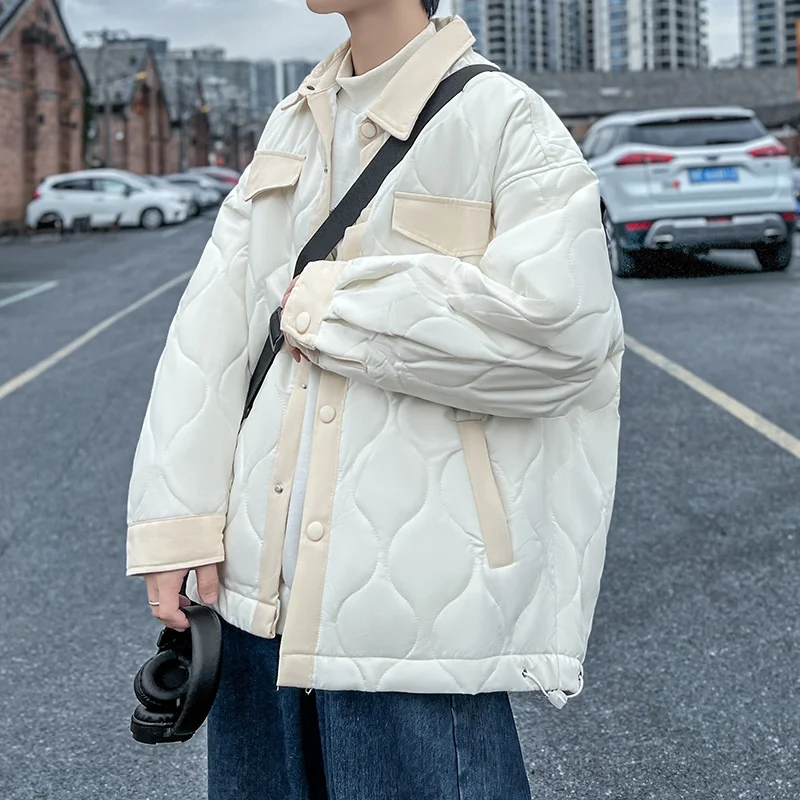 Winter Jacket Men Warm Fashion 3-color Thickened Plaid Jacket Men Streetwear Korean Loose Thick Short Coat Mens Clothes M-3XL