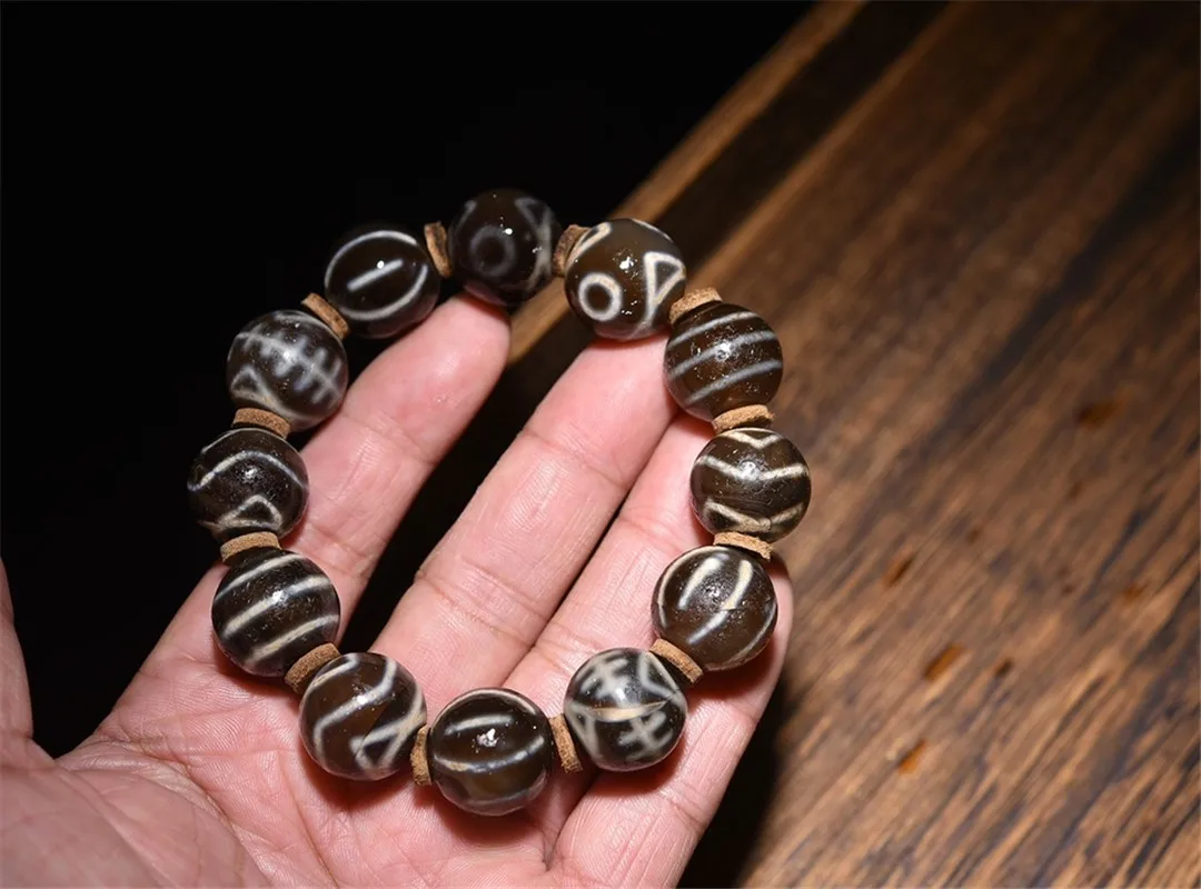 

Natural Agate Dzi Yamagata Tiger Tooth Three-Eyed Beads Bracelet Man Woman Jewelry Bransoletki Damskie Pulseiras Feminina Homme