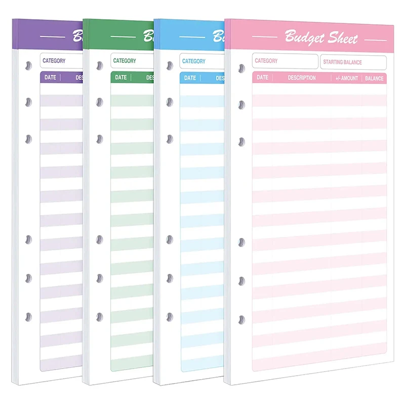 

60 Pcs Expense Tracker Budget Sheets for A6 Budget Binder 6-Holes Tracking Budget Sheets for Budget Planner
