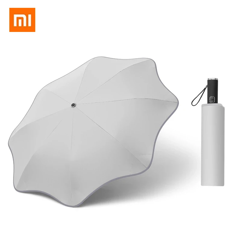 

Новый Зонт Xiaomi с закругленными углами, ночной светоотражающий автоматический зонт, складной зонт с защитой от проколов, Ветрозащитный Зонт ...