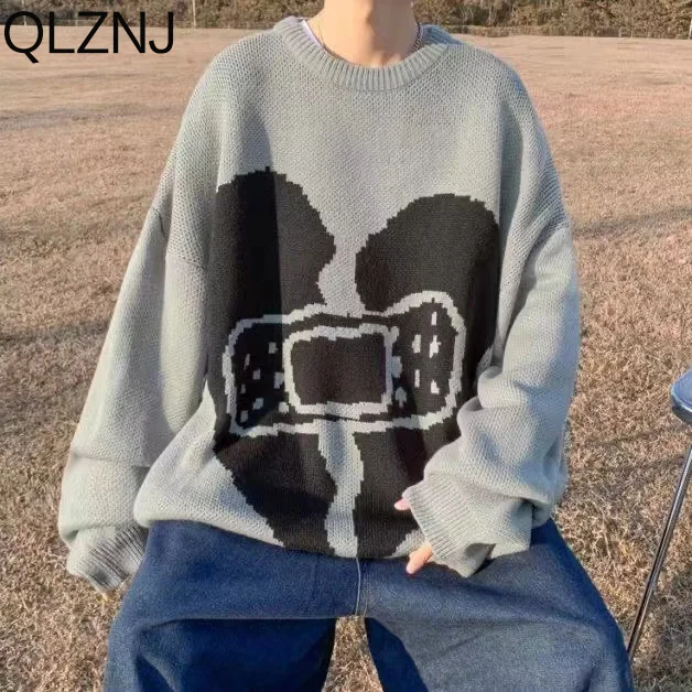 Men's Pullovers Heart Sweater Women's Streetwear Sweaters Y2k Harajuku Vintage Knitted Sweater O Neck Knitwear Jumper Oversize