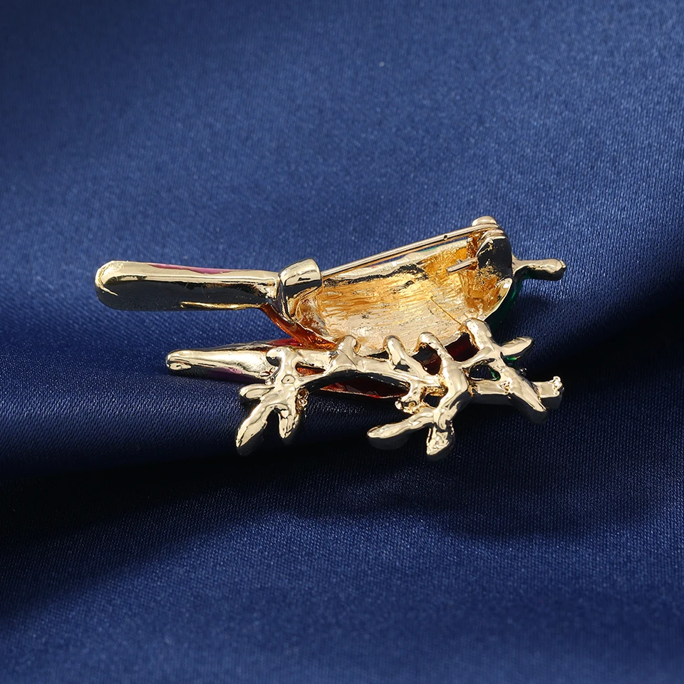 Морской пейзаж Эмалированная булавка Брошь с птицей Ювелирные булавки Женские стразы и броши Роскошь для шарфов.