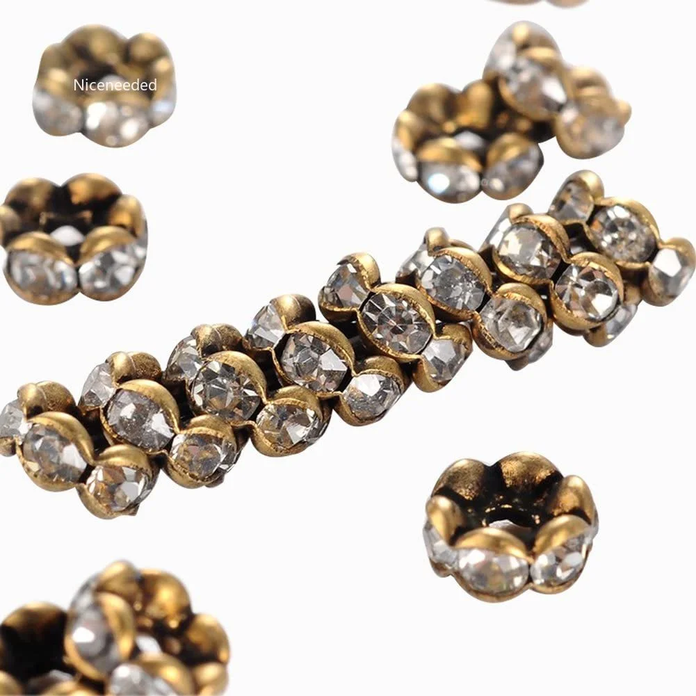 

200 pcs 5mm Grade AAA Brass Rhinestone Spacer Round Rondelle Beads Nickel Free Wavy Edge 2.5mm Thick Antique Bronze Metal Color