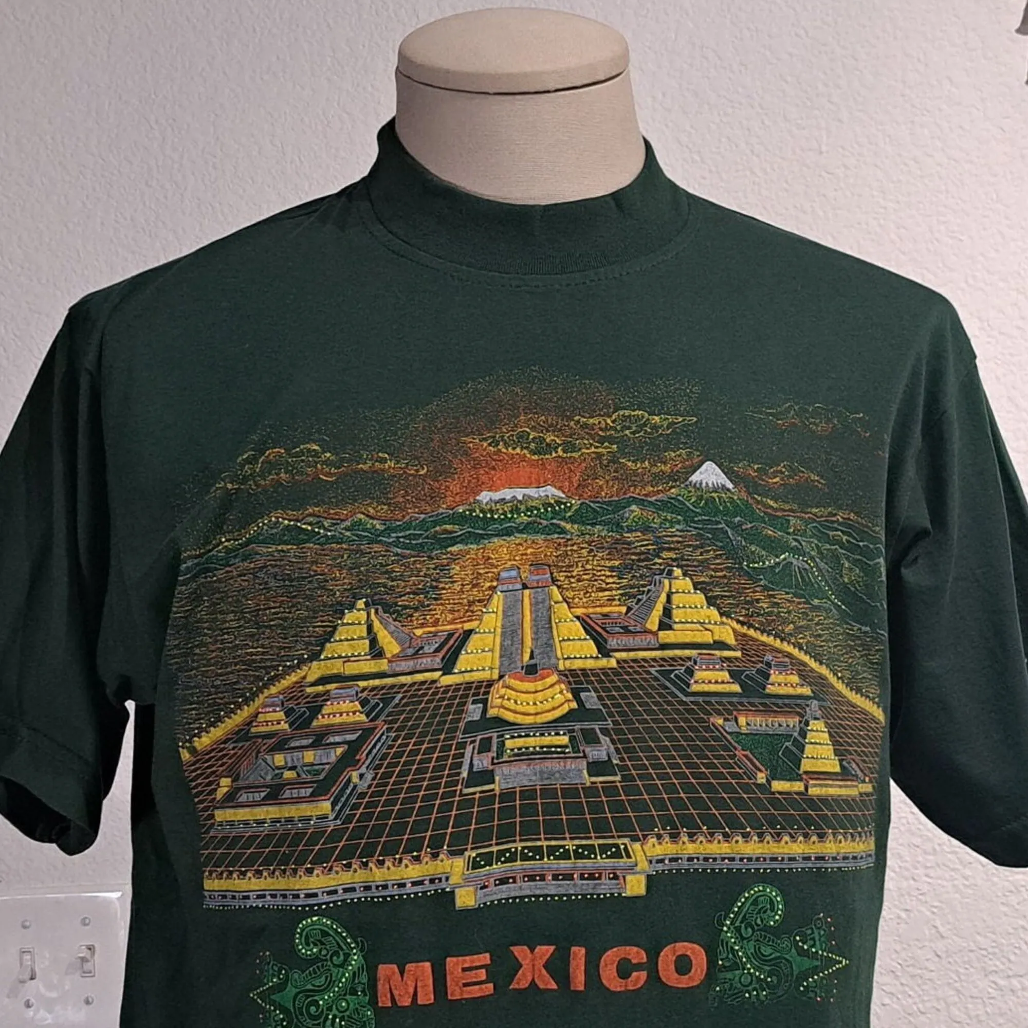 PEDRAZA Винтажная зеленая футболка из хлопка