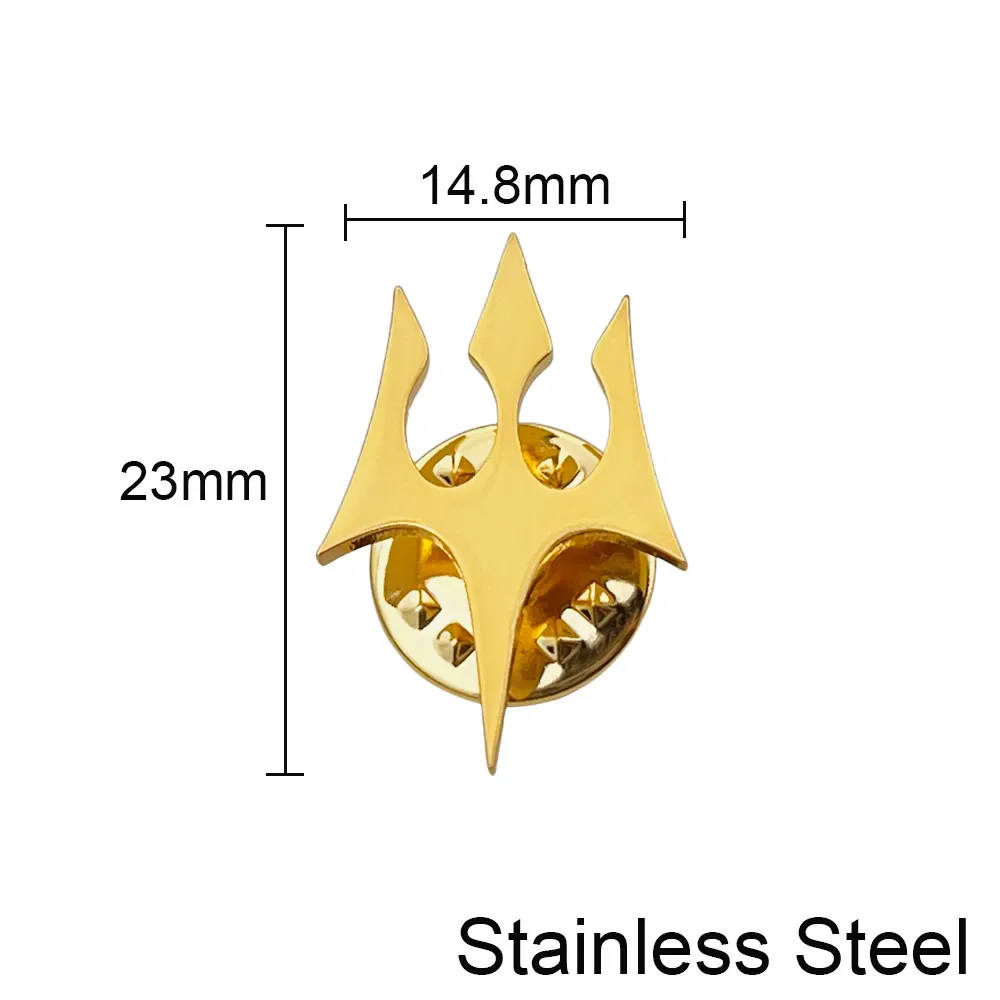 Сдержанный стиль золотой цвет нержавеющая сталь Erlang God Trident брошь из титановой