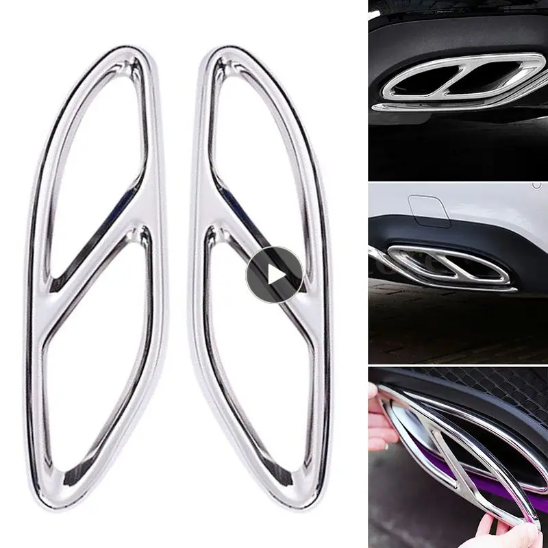 

2x Chrome Stainless Steel Rear Cylinder Exhaust Pipe Cover Trim For Benz E200 Car Accessories Car Exhaust tip Decoration