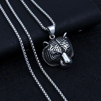 hip hop domineering fashion tiger head stainless steel necklace pendant jewelry wholesale jewelry gift