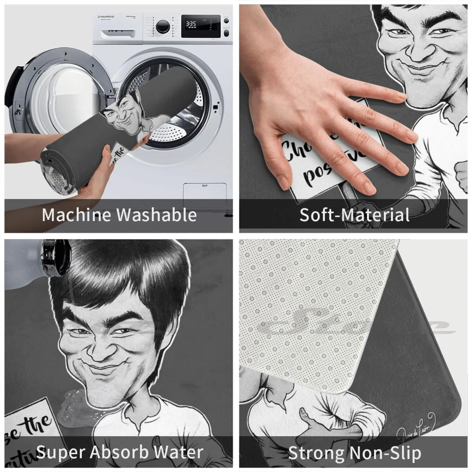 Карикатура Брюса Ли! Коврик нескользящий впитывающий воду дверной коврик Брюс Ли