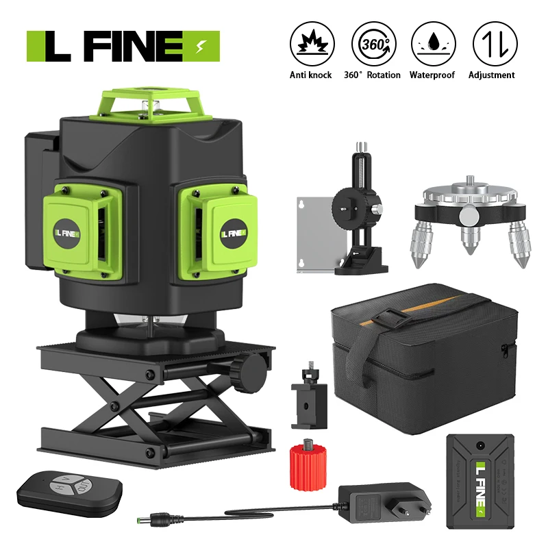 

LFINE Laser Level 16 Lines 4D Green Light Self-leveling 360° Horizontal And Vertical High-precision Cross Line Lithium Battery
