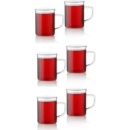 

Borosilicate 6 Pcs Lux Slim Pyrex Borosilicate Glass Mug Cup 6'lı Mug Cup Set tea coffee cup mug warmer