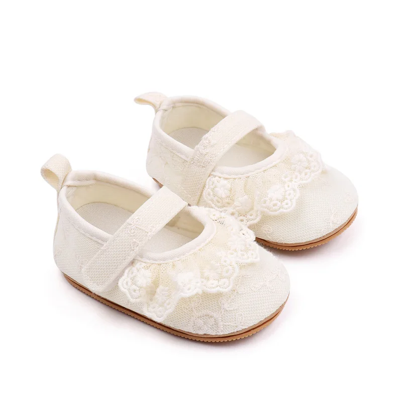 

Baby Girls Flats Ruffle Lace Princess Dress Shoes Non-Slip Crib Shoes Sneakers for Infants