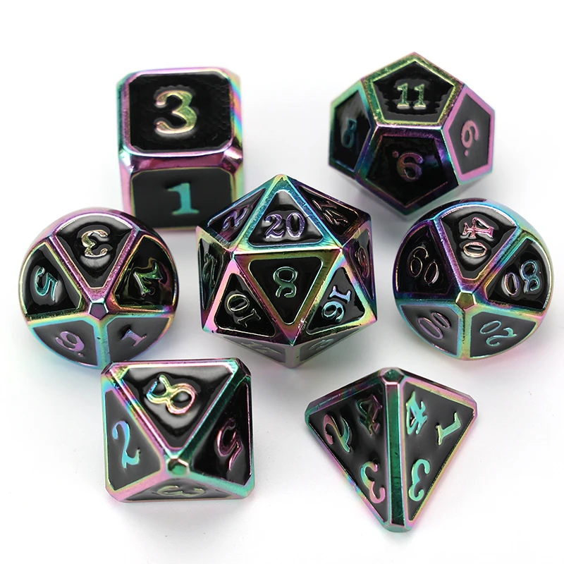

MEHAO Metal d&d Dice, Polyhedral RPG dice, Table game Snake dice 7pcs, for DND RPG MTG Board Games Dungeons and Dragons D%
