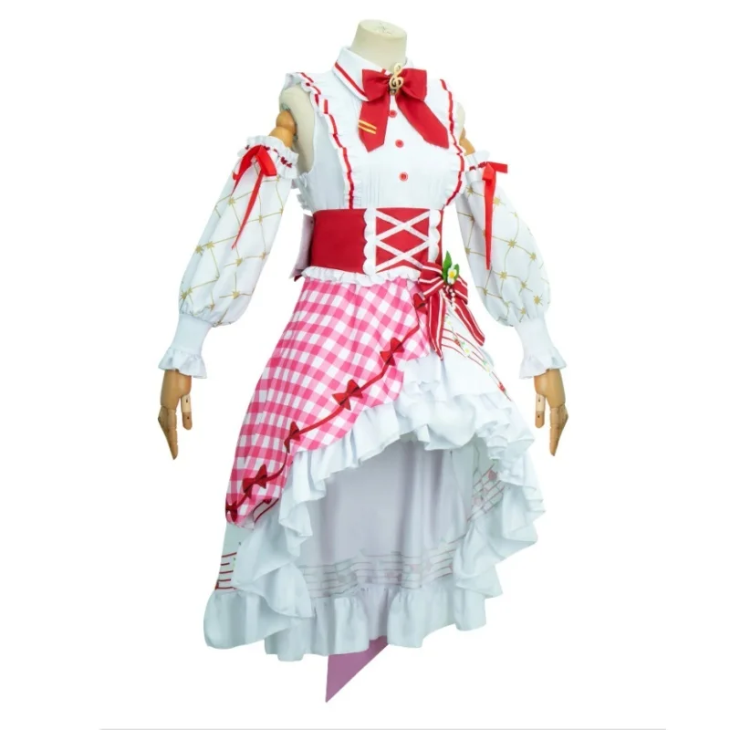 Мику Косплей Костюм Аниме Клубничное Платье Головной Убор Носки Cos Хэллоуин