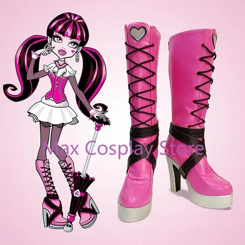 Фото Max Monster Fantasy High Draculaura Косплей Костюм Парик Обувь Сапоги Розовый Костюм Вампир Аниме Женский Косплей Костюмы на Хэллоуин №5
