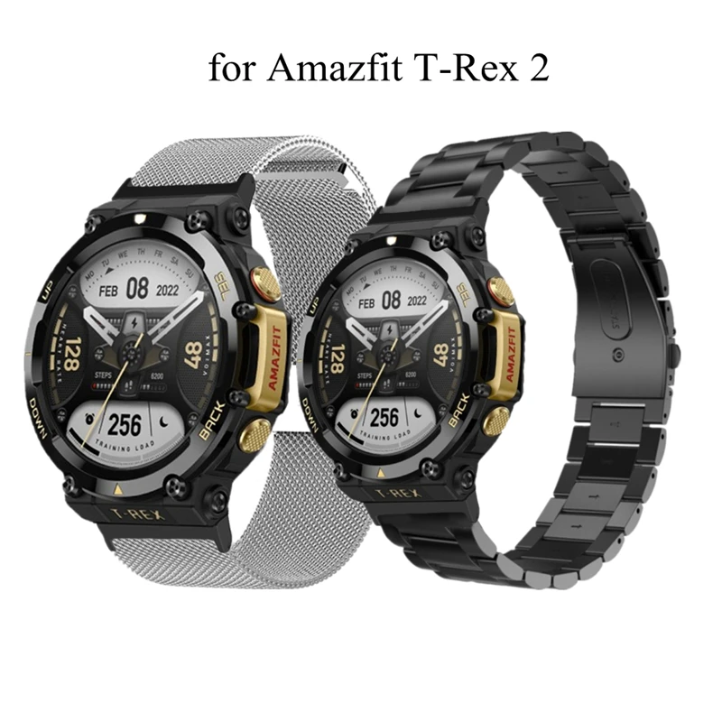 

Ремешок для часов Amazfit T-Rex 2, сменный металлический браслет из нержавеющей стали для смарт-часов Amazfit T-Rex 2