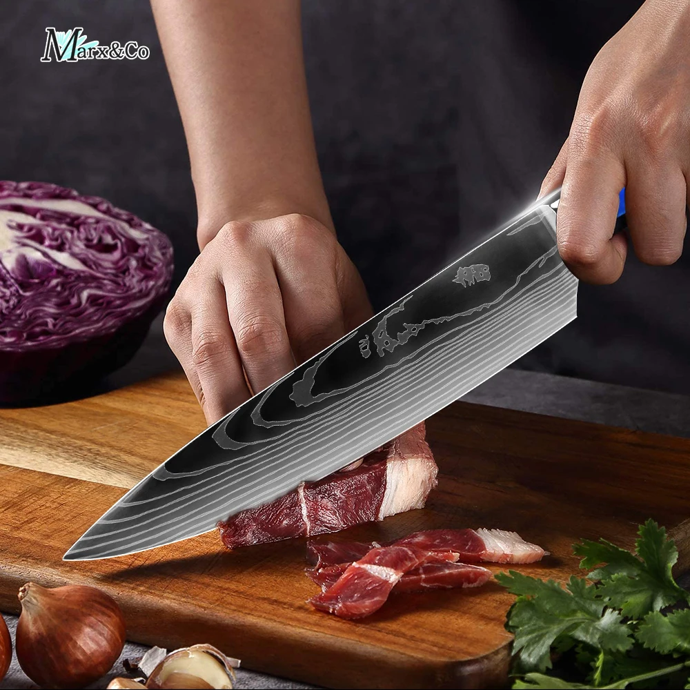 Кухонный нож шеф-повара Santoku японские ножи 7CR17 440C профессиональный универсальный
