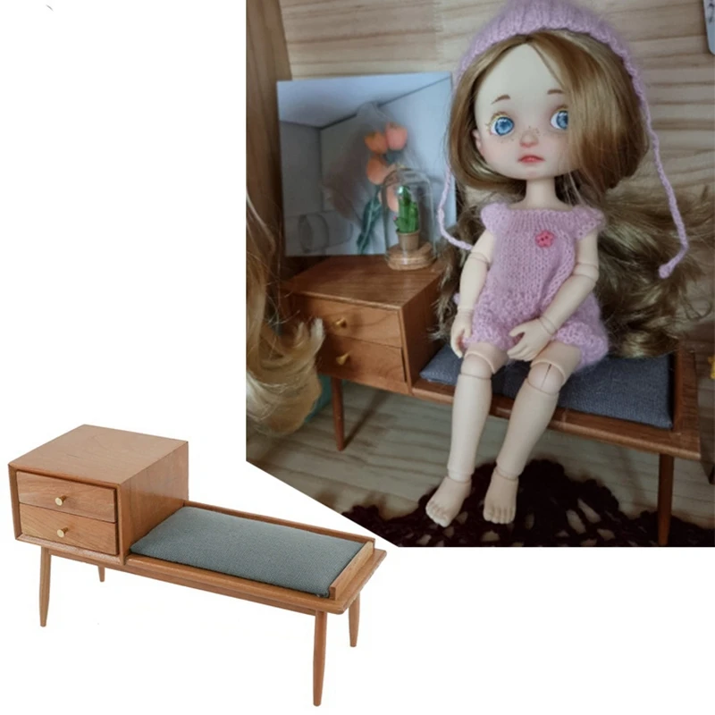 

Миниатюрная скамейка для кукольного домика 1:6 искусственных украшений, детские игрушки для девочек