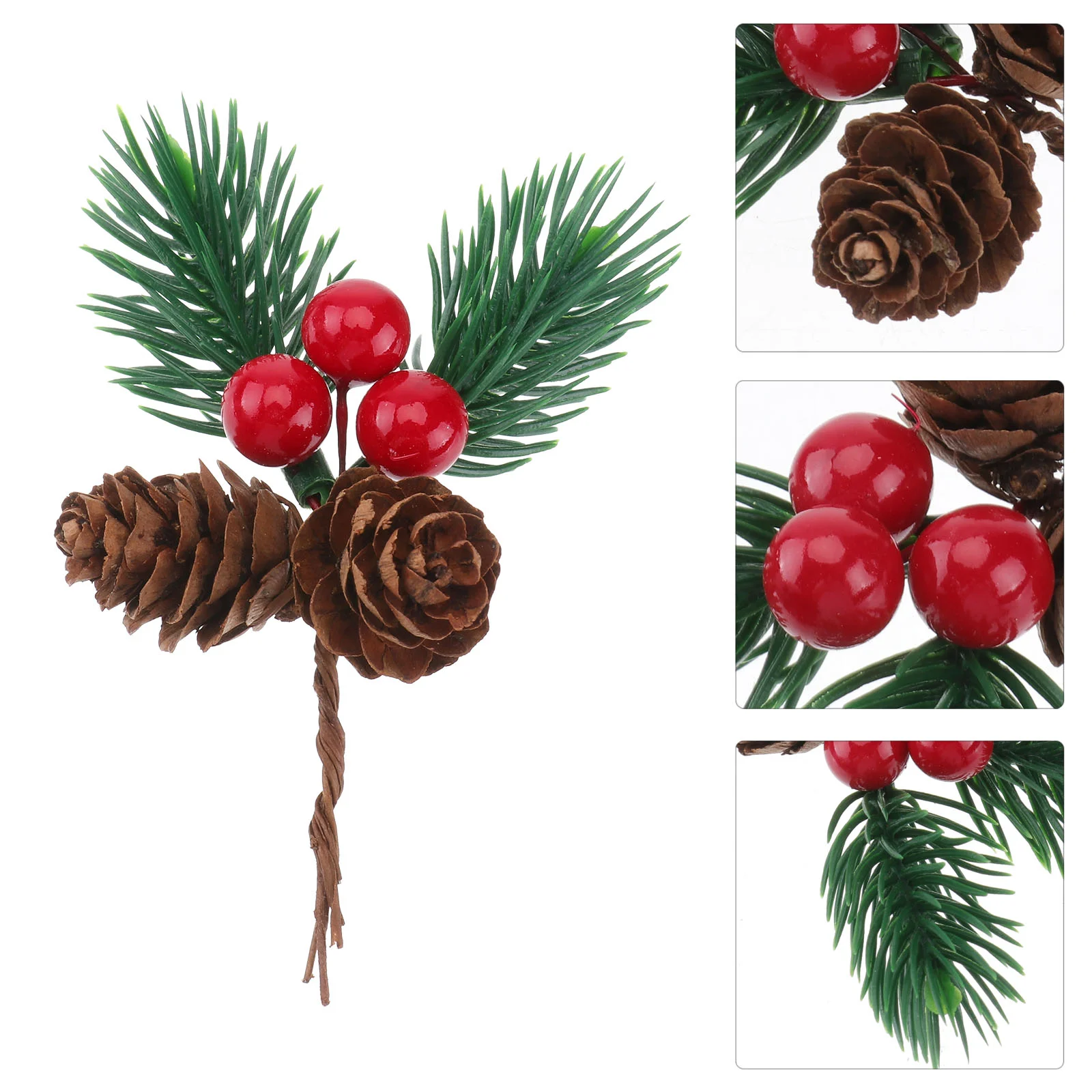 

Christmas Pine Branches Berry Artificial Pick Supplies Cone Holly Picks Party Berries Xmas Decor Wreath Adornment Evergreen