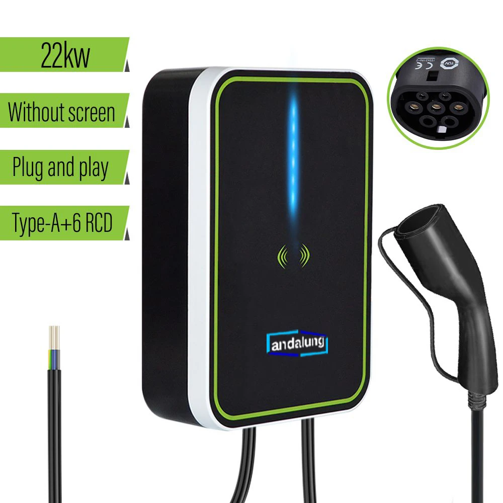 

Andalung EV Charger Type 2 32A 3 Phase Plug EVSE Wallbox Electric Car Charging Station with 5M Cable 22KW