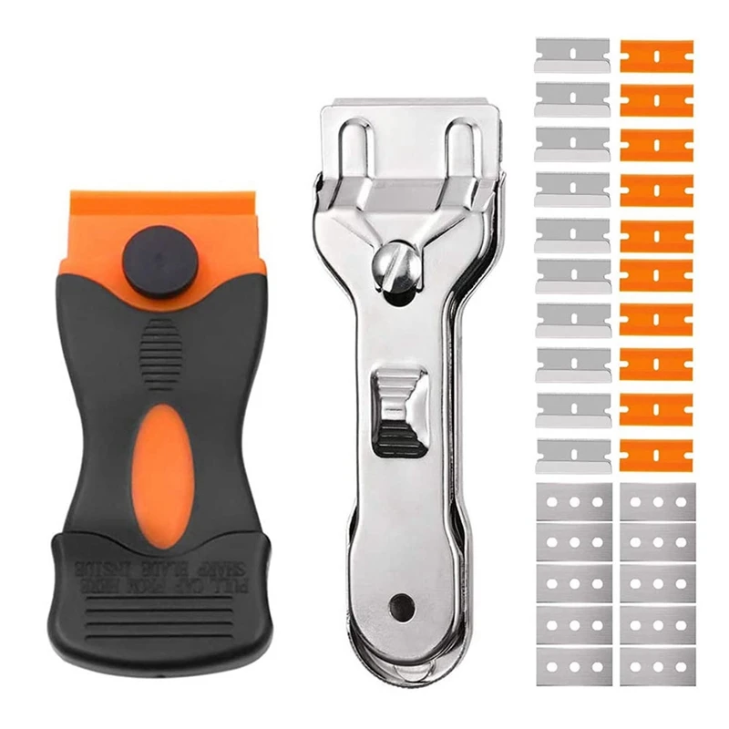 

Двухсторонний скребок с пластиковой ручкой, комбинированный портативный керамический скребок из нержавеющей стали для варочной панели, ин...